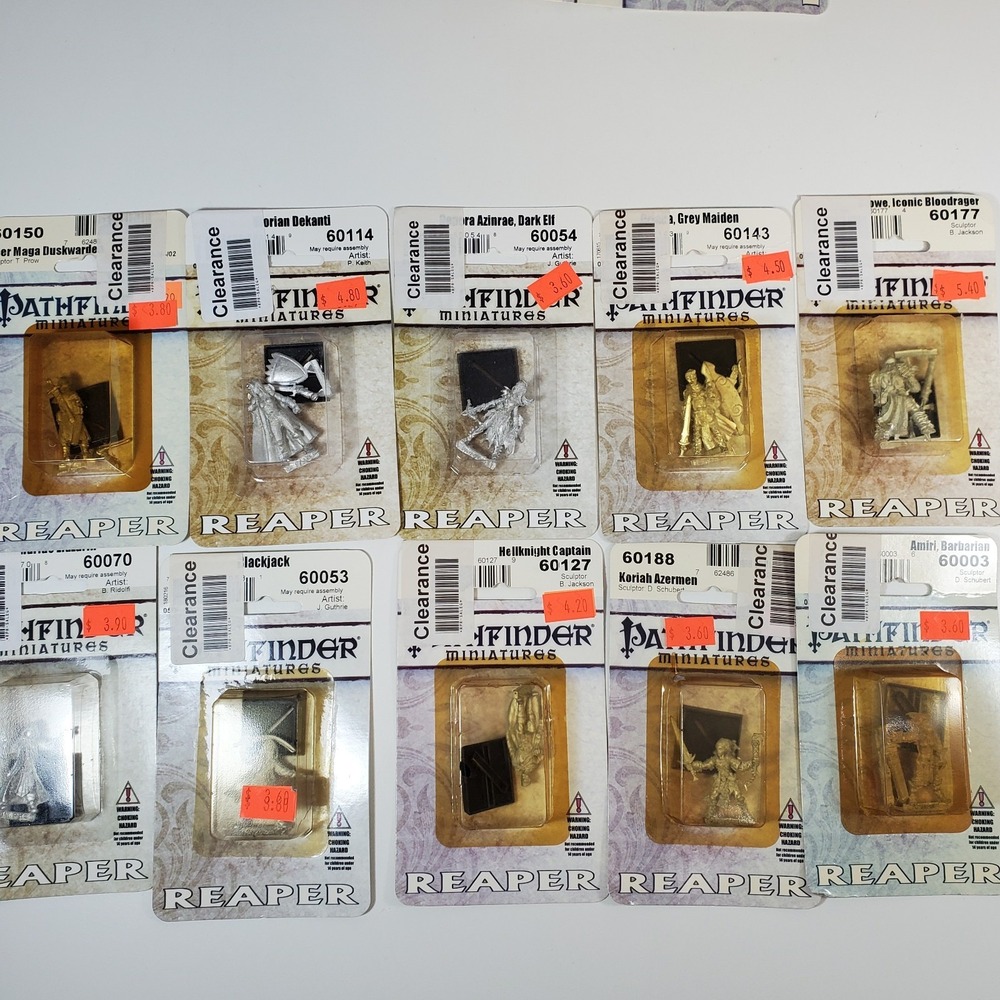 Pathfinder Reaper Miniatures Metal Lot 10 Fighter Caster Fantasy Figures D&D RPG